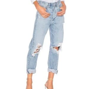 Agolde Light Blue Distressed Boyfriend Jeans
